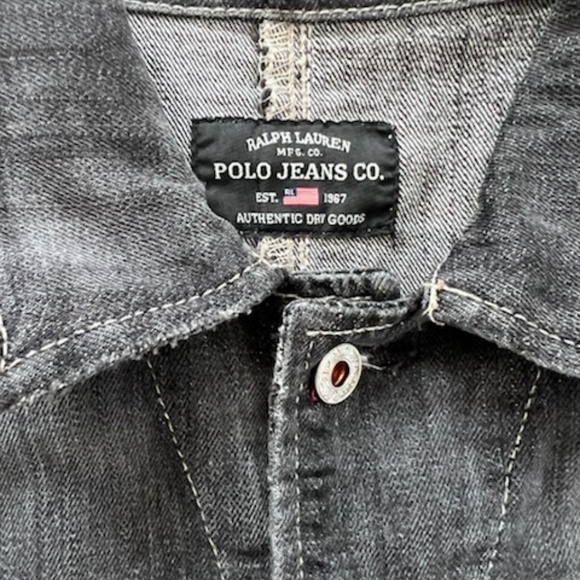 Ralph Lauren Womens Polo Jeans Jacket Jamie Vintage Distressed Black L - Picture 3 of 11